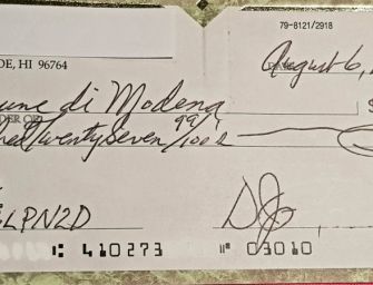 Assegno dalle Hawai per pagare multa Ztl in centro storico