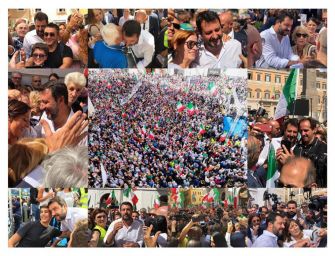 Folla per Salvini davanti a Montecitorio