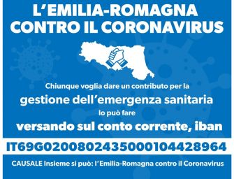 Regione Emilia-Romagna, un conto corrente a disposizione per le donazioni per l’emergenza Coronavirus