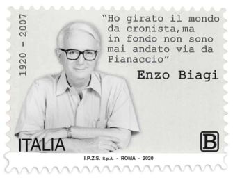 Francobollo nel centenario di Enzo Biagi