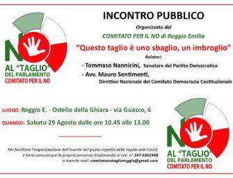 Referendum, sabato 29 agosto all’Ostello della Ghiara di Reggio l’incontro “Questo taglio è uno sbaglio”