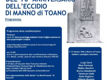 Commemorazione del 76esimo anniversario dell’eccidio di Manno di Toano