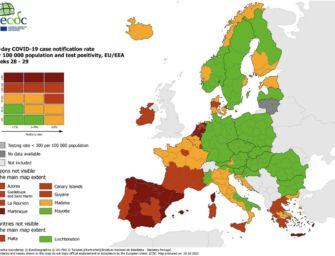 Mappa europea dei contagi, l’Emilia gialla