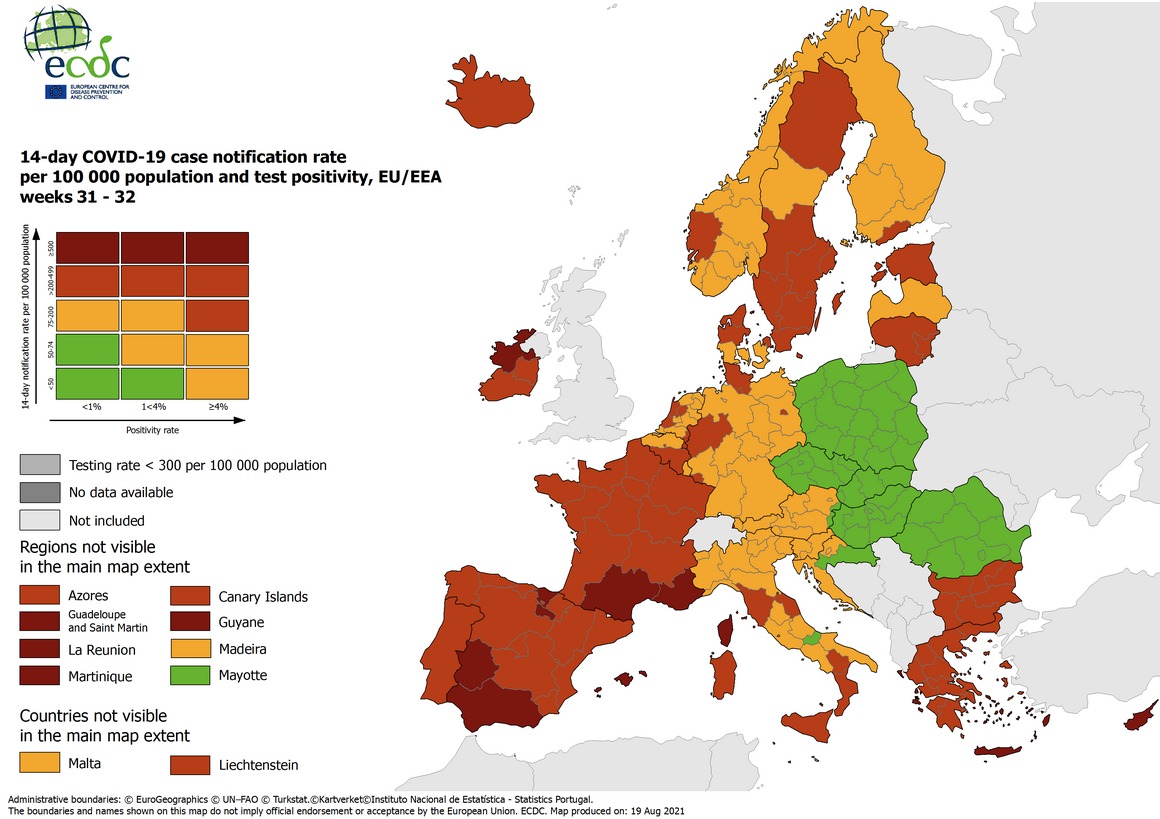 Mappa europea dei contagi Ecdc, l'Emilia-Romagna resta in zona arancione - Vimarsana News