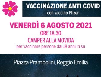 Il camper vaccinale dell’Asl di Reggio dalle 18.30 in piazza Prampolini