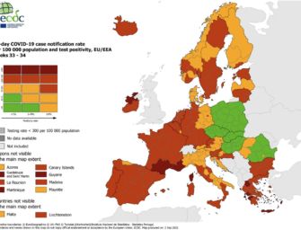 Mappa europea contagi, ER resta arancione