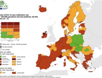 Mappa europea dei contagi Ecdc, l’Emilia-Romagna rimane in zona arancione