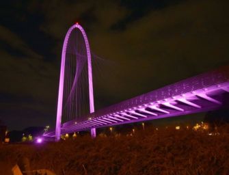 Reggio. Ponti di Calatrava e fontana del Valli in rosa contro il tumore al seno