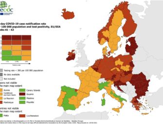 Mappa europea dei contagi, ER torna arancione