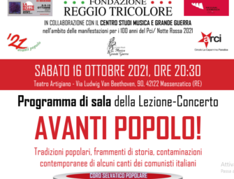 100esimo del Pci, “Avanti Popolo” al Teatro Artigiano di Massenzatico