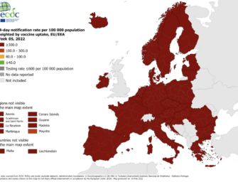Mappa Ecdc dei contagi, tutta Europa in zona rosso scuro per la seconda settimana consecutiva