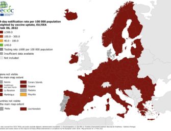 Mappa Ecdc dei contagi, tutta Europa in zona rosso scuro per la terza settimana consecutiva