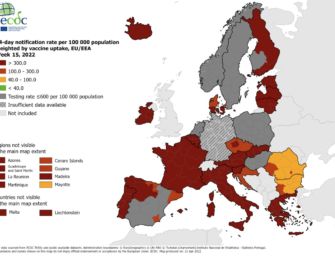 Mappa europea dei contagi Covid, l’Italia resta ancora tutta in zona rosso scuro