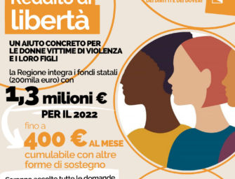 La Regione Emilia-Romagna rafforza con 1,3 milioni il reddito di libertà per le donne vittime di violenza