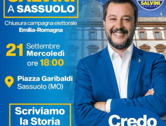 Lega. Salvini chiude la campagna elettorale emiliana a Sassuolo