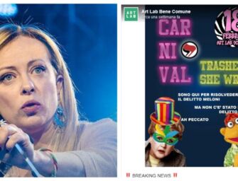 Volantino choc di un centro sociale di Parma porta ‘in scena il delitto’ della premier Meloni