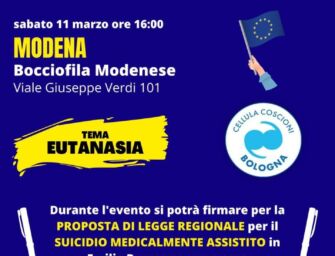 Modena. Legge sul suicidio assistito in regione, partiti e associazioni raccolgono firme