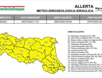 Allerta gialla per temporali in tutta la regione