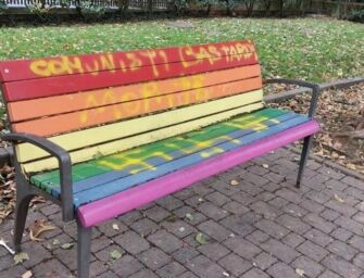 Cavriago. Svastiche sulla panchina arcobaleno, sindaca e Provincia: è un fatto grave