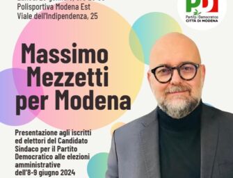 Il candidato sindaco di Modena del Pd Mezzetti si presenta a iscritti ed elettori
