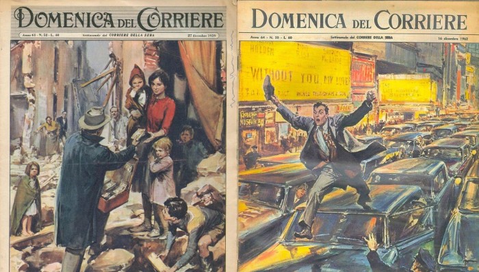Due copertine de "La Domenica del Corriere" disegnate da Walter Molino