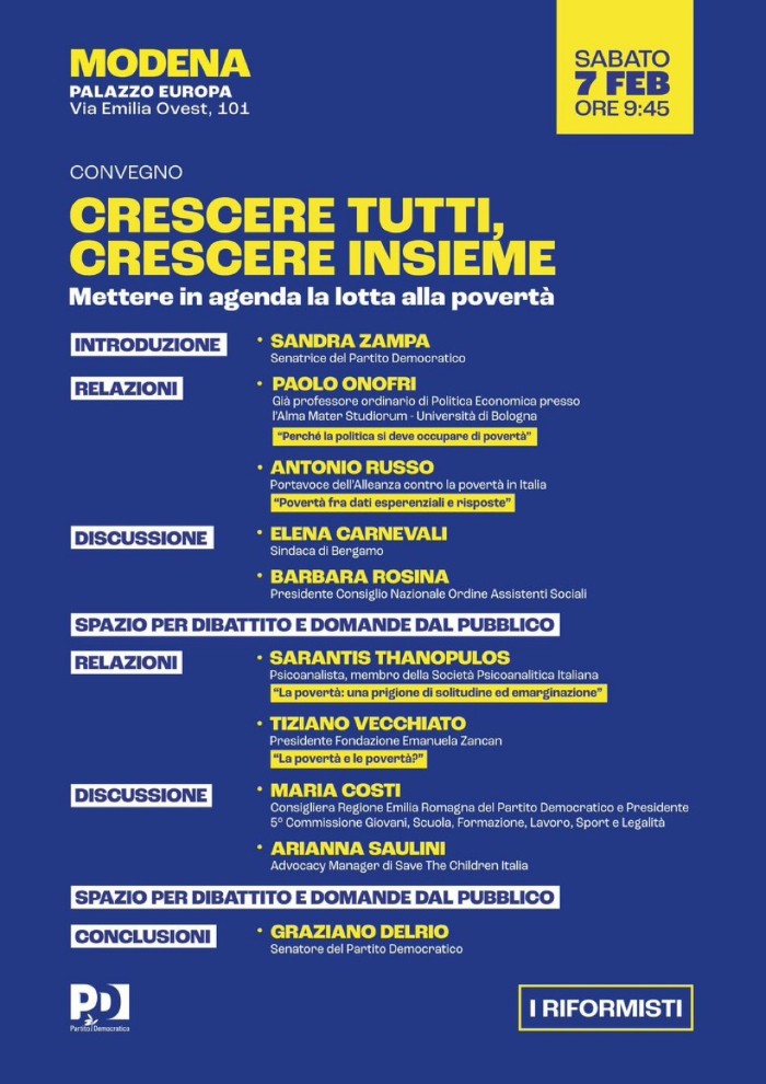 La locandina del convegno "Crescere tutti, crescere insieme"
