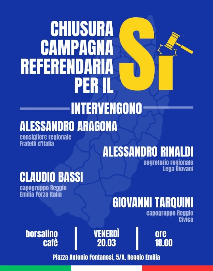 L'evento di chiusura della campagna referendaria per il sì a Reggio Emilia