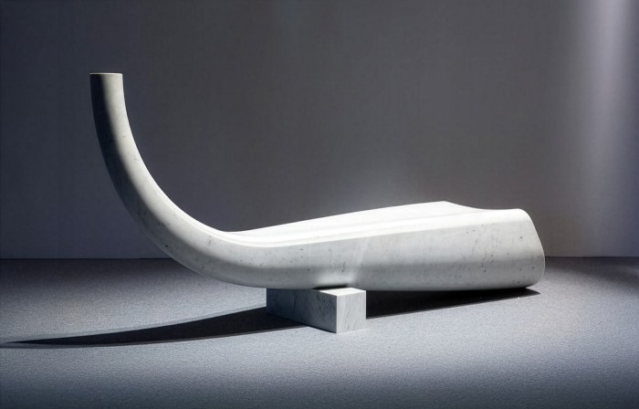 Denis Santachiara, Play Panca, 2016, Marmo bianco di Carrara - CNC