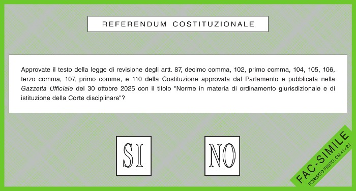 Fac-simile scheda referendum costituzionale 2026