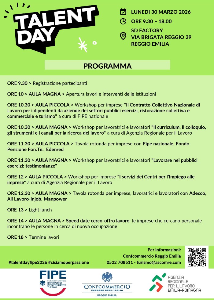 Il programma del Talent Day 2026 di Reggio Emilia
