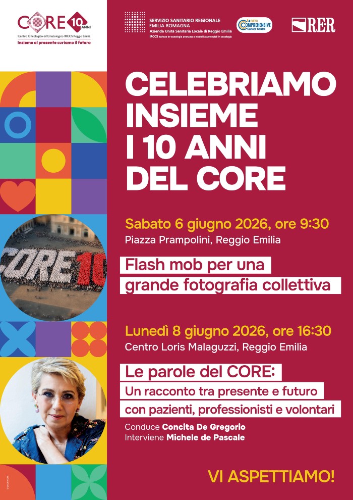 La locandina con il programma del 6-8 giugno del decennale del Core di Reggio Emilia