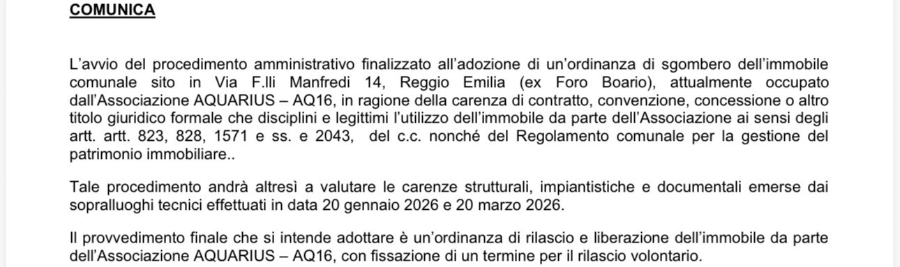 documento sgombero Aq16