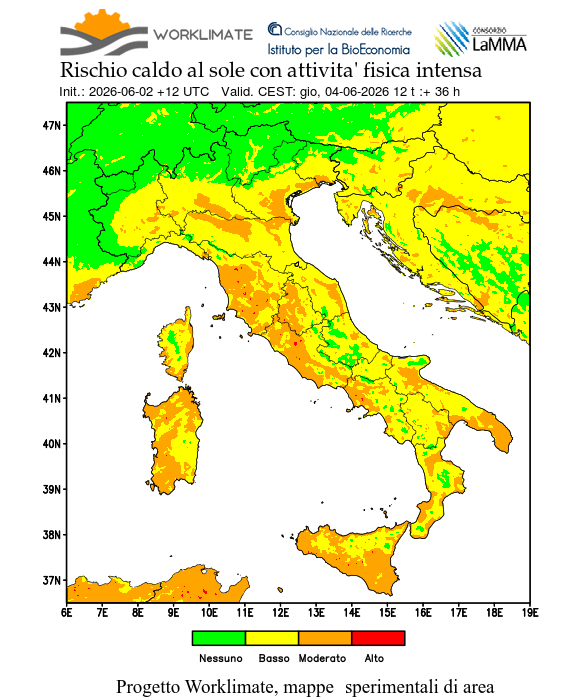 La mappa Worklimate di giovedì 4 giugno 2026 