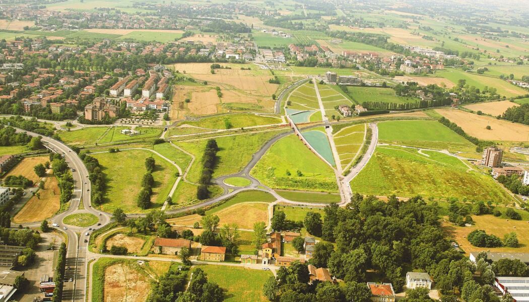Vista dall'alto del masterplan di Parco Ottavi a Reggio Emilia
