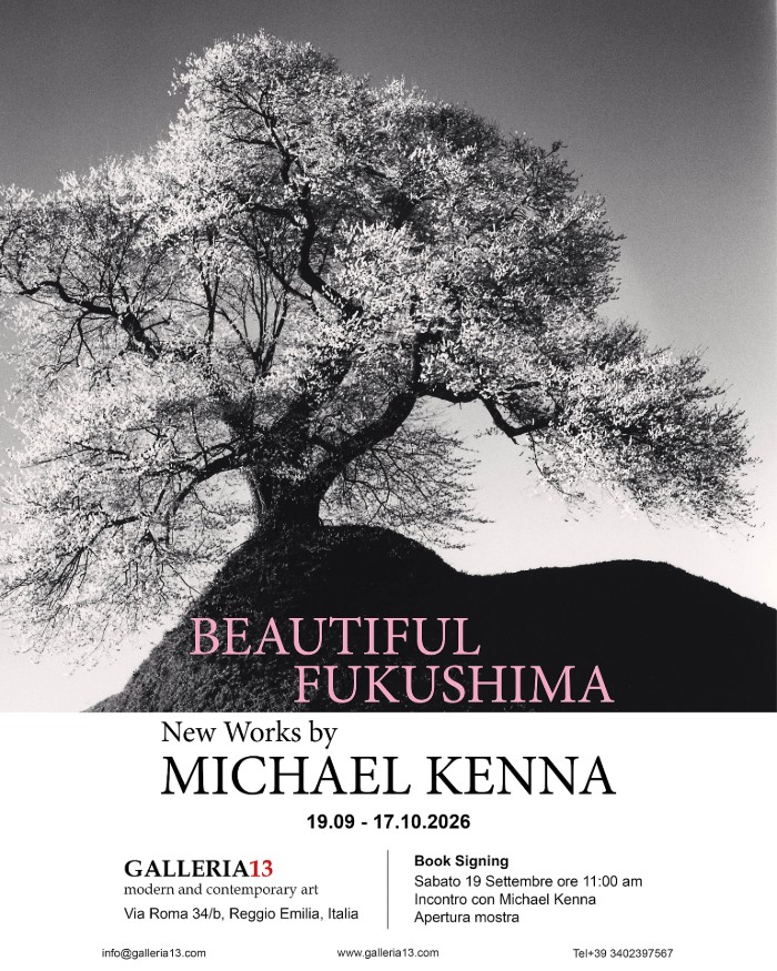 La locandina della mostra "Beautiful Fukushima" alla Galleria 13 di Reggio Emilia