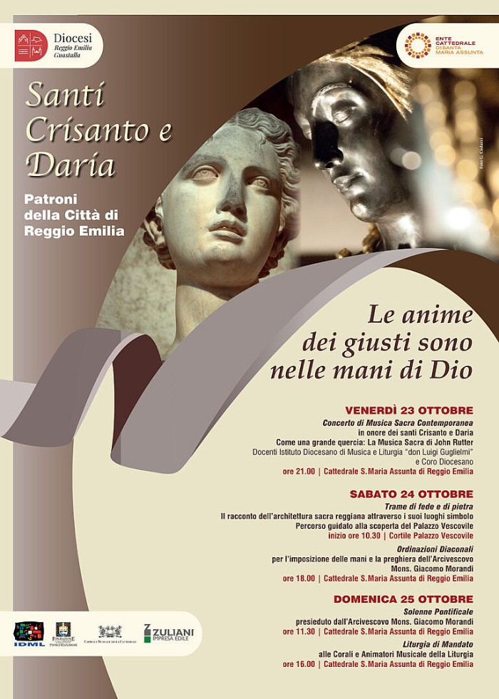 Il programma del triduo 2026 per i santi Crisanto e Daria a Reggio Emilia