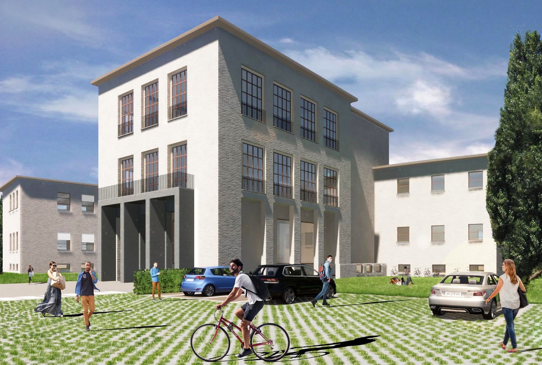 Il rendering della palazzina M delle ex Officine Meccaniche Reggiane di Reggio Emilia